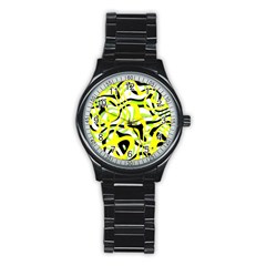 Ribbon Chaos Yellow Stainless Steel Round Watches