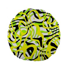 Ribbon Chaos Yellow Standard 15  Premium Flano Round Cushions