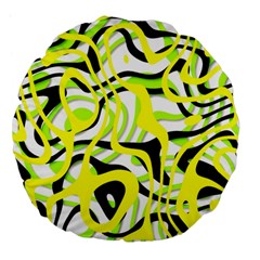 Ribbon Chaos Yellow Large 18  Premium Flano Round Cushions