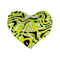 Ribbon Chaos Yellow Standard 16  Premium Flano Heart Shape Cushions