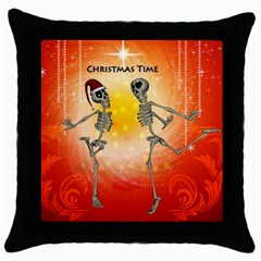 Dancing For Christmas, Funny Skeletons Throw Pillow Cases (black) by FantasyWorld7