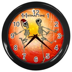 Dancing For Christmas, Funny Skeletons Wall Clocks (black) by FantasyWorld7