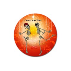 Dancing For Christmas, Funny Skeletons Magnet 3  (round)