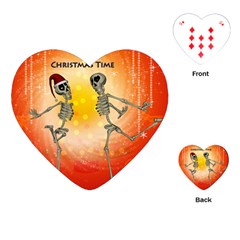 Dancing For Christmas, Funny Skeletons Playing Cards (heart) 