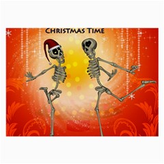 Dancing For Christmas, Funny Skeletons Large Glasses Cloth (2-side)