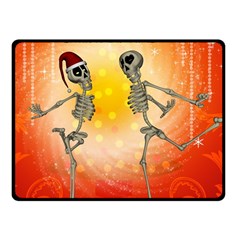 Dancing For Christmas, Funny Skeletons Fleece Blanket (small)