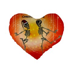 Dancing For Christmas, Funny Skeletons Standard 16  Premium Heart Shape Cushions by FantasyWorld7