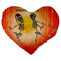 Dancing For Christmas, Funny Skeletons Large 19  Premium Heart Shape Cushions