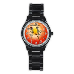 Dancing For Christmas, Funny Skeletons Stainless Steel Round Watches