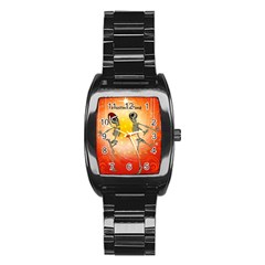 Dancing For Christmas, Funny Skeletons Stainless Steel Barrel Watch by FantasyWorld7