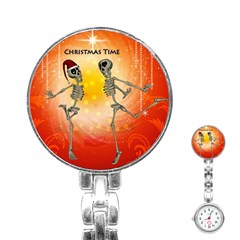 Dancing For Christmas, Funny Skeletons Stainless Steel Nurses Watches by FantasyWorld7