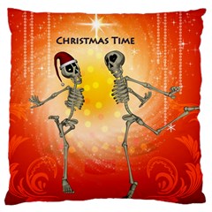 Dancing For Christmas, Funny Skeletons Large Flano Cushion Cases (one Side) 