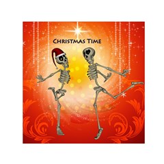 Dancing For Christmas, Funny Skeletons Small Satin Scarf (square) 