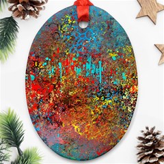 Abstract In Red, Turquoise, And Yellow Ornament (oval) 