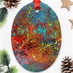 Abstract in Red, Turquoise, and Yellow Ornament (Oval)  Front