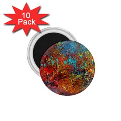 Abstract In Red, Turquoise, And Yellow 1 75  Magnets (10 Pack) 