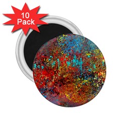 Abstract In Red, Turquoise, And Yellow 2 25  Magnets (10 Pack) 