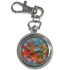 Abstract In Red, Turquoise, And Yellow Key Chain Watches