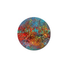 Abstract In Red, Turquoise, And Yellow Golf Ball Marker