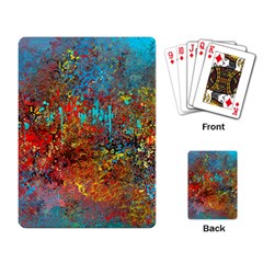 Abstract In Red, Turquoise, And Yellow Playing Card