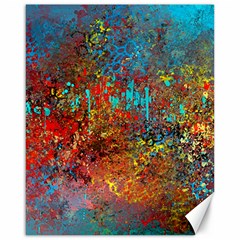 Abstract In Red, Turquoise, And Yellow Canvas 16  X 20  