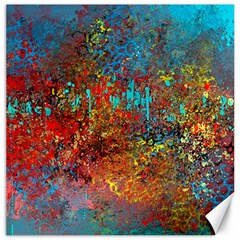 Abstract In Red, Turquoise, And Yellow Canvas 20  X 20  