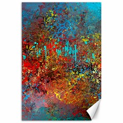 Abstract In Red, Turquoise, And Yellow Canvas 24  X 36 