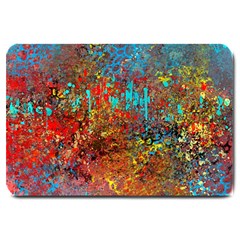 Abstract In Red, Turquoise, And Yellow Large Doormat 