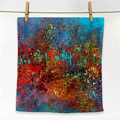 Abstract In Red, Turquoise, And Yellow Face Towel