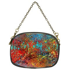 Abstract In Red, Turquoise, And Yellow Chain Purses (one Side)  by digitaldivadesigns