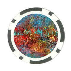 Abstract In Red, Turquoise, And Yellow Poker Chip Card Guards (10 Pack) 