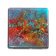 Abstract In Red, Turquoise, And Yellow Memory Card Reader (square)