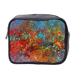 Abstract In Red, Turquoise, And Yellow Mini Toiletries Bag 2-side