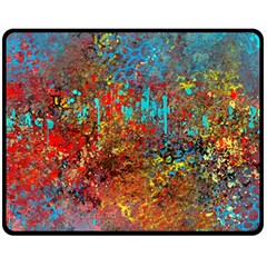 Abstract In Red, Turquoise, And Yellow Fleece Blanket (medium) 