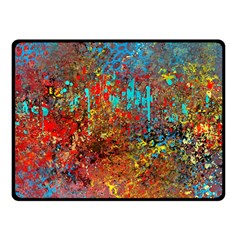 Abstract In Red, Turquoise, And Yellow Fleece Blanket (small)