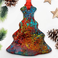 Abstract In Red, Turquoise, And Yellow Ornament (christmas Tree)