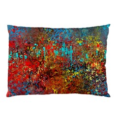 Abstract In Red, Turquoise, And Yellow Pillow Cases (two Sides)