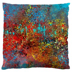 Abstract In Red, Turquoise, And Yellow Large Cushion Cases (two Sides) 