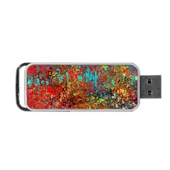 Abstract In Red, Turquoise, And Yellow Portable Usb Flash (two Sides)