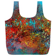 Abstract In Red, Turquoise, And Yellow Full Print Recycle Bags (l)  by digitaldivadesigns