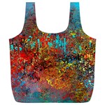 Abstract in Red, Turquoise, and Yellow Full Print Recycle Bags (L)  Front