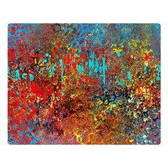 Abstract In Red, Turquoise, And Yellow Double Sided Flano Blanket (large)  by digitaldivadesigns