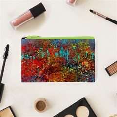 Abstract In Red, Turquoise, And Yellow Cosmetic Bag (xs)