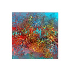 Abstract In Red, Turquoise, And Yellow Satin Bandana Scarf