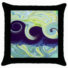 Abstract Ocean Waves Throw Pillow Cases (black) by digitaldivadesigns