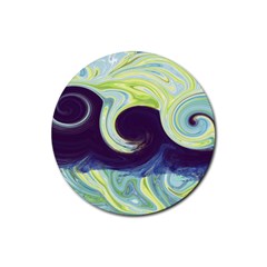 Abstract Ocean Waves Rubber Coaster (round)  by digitaldivadesigns