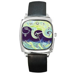 Abstract Ocean Waves Square Metal Watches