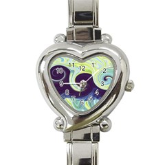 Abstract Ocean Waves Heart Italian Charm Watch