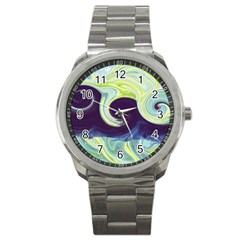 Abstract Ocean Waves Sport Metal Watches