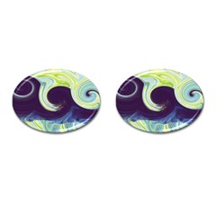 Abstract Ocean Waves Cufflinks (oval)